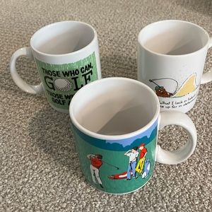 3 golf theme mugs